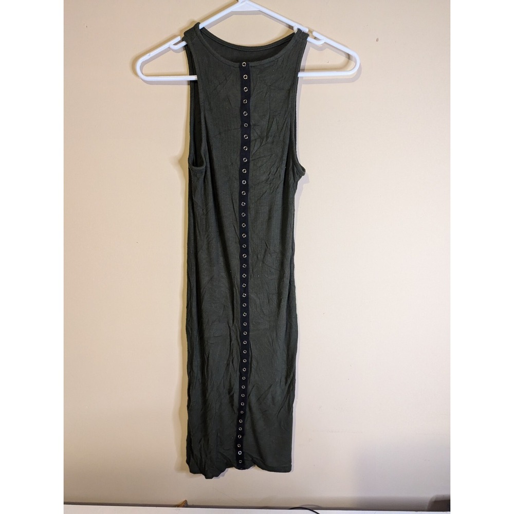A'Gaci Juniors L green tank style stretch tight‎ dress with front accent